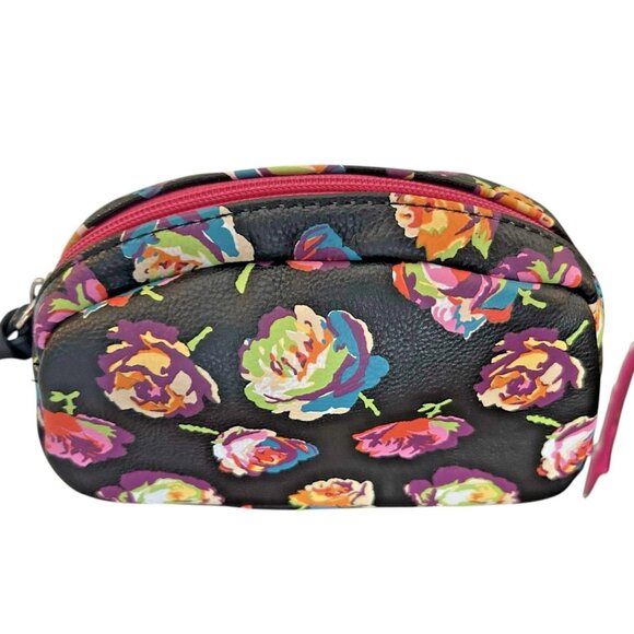 Betsey Johnson Belt Bag Black Pink Floral NWT Medium Large Zipper 7"x5" - Picture 4 of 15